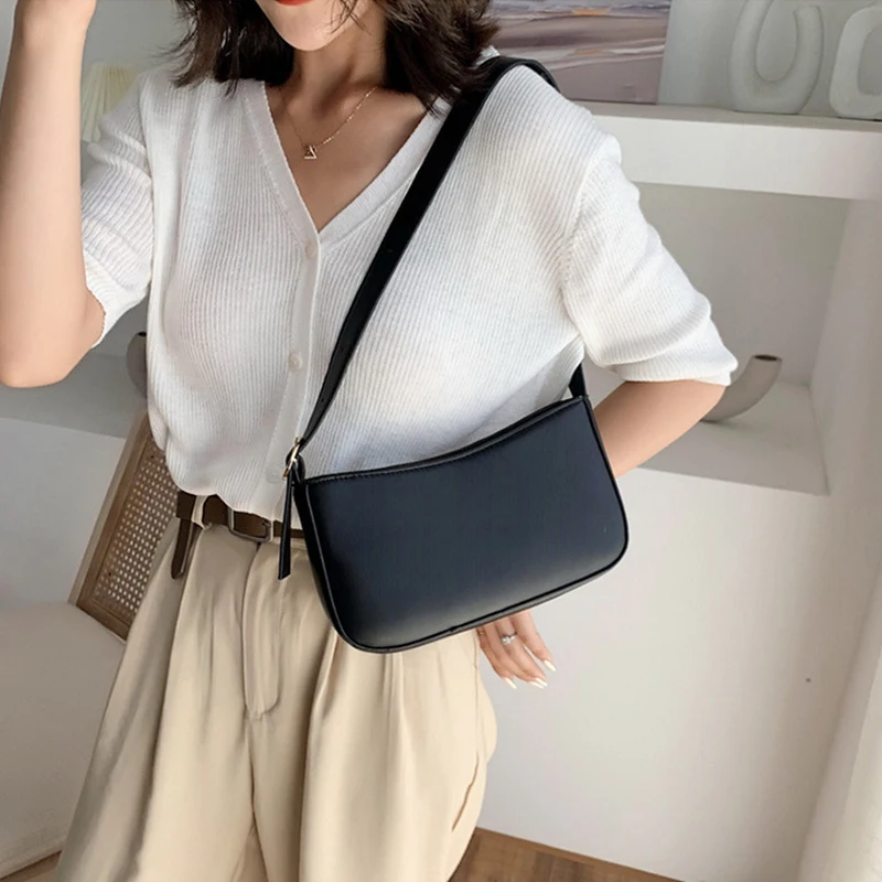 

Women Armpit Bag PU Leather Shoulder Bag For Women 2020 Luxury Simple Handbags Female Travel Hand Bag