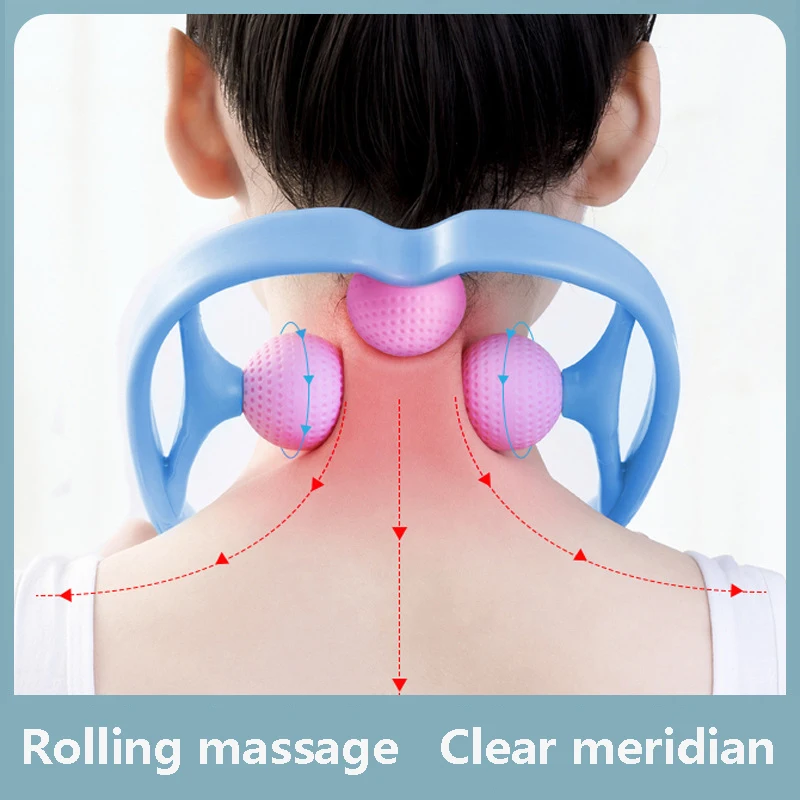 3-ball Rolling Cervical Massager Manual Neck Kneading Massage Tool 3D Ball Clip Home Pain Relief | Красота и здоровье