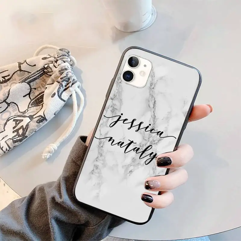 

GREY MARBLE INITIALS NAME Phone Case for iPhone 11 12 mini pro XS MAX 8 7 6 6S Plus X 5S SE 2020 XR