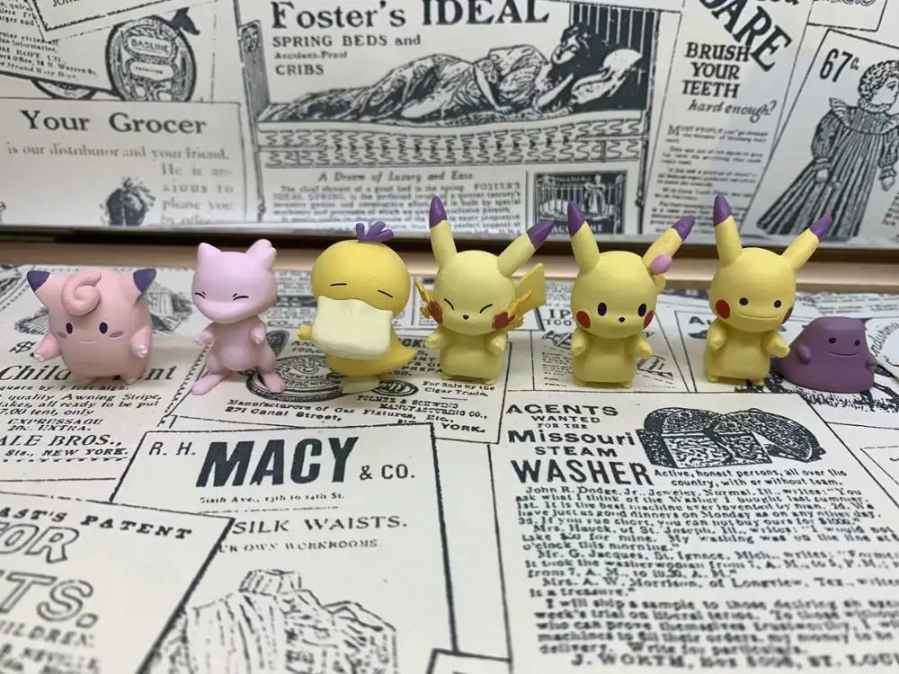 6 шт./компл. Psyduck Mewtwo Пикачу клефеи фигурки мини ПВХ фигура модель игрушки 4