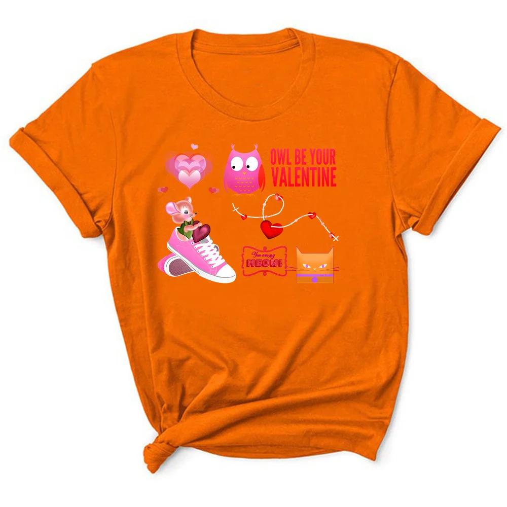 

Valentine's Day Woman Print Harajuku Summer Tshirts Casual Round Neck Short Slee Top Tee Shirt TX9097
