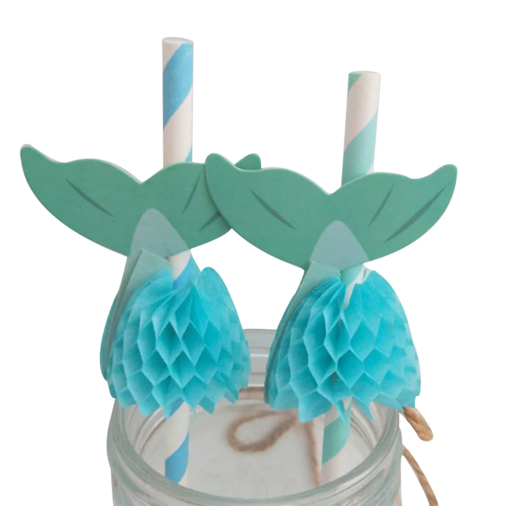 

12pcs Mermaid tail decoration Paper Straws Kids Shower Birthday Wedding Celebration Festival Party Supplies Paper Drinking Straw
