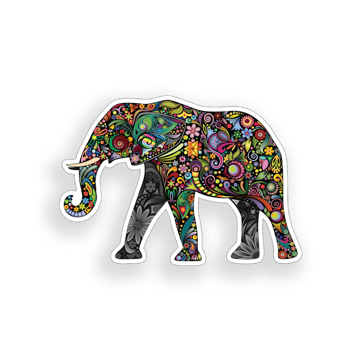 

Colorful Flower Elephant Sticker Floral Laptop Car Vehicle Window Bumper Decal