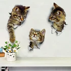 Наклейки на унитаз с милым котом, 3D наклейки на стену, украшение для дома, сделай сам, забавные мультяшные животные, роспись унитаза, художественные Яркие 3d наклейки с котенком из ПВХ