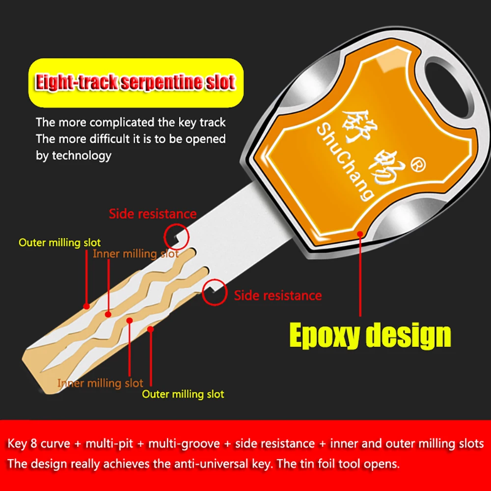 Anti-theft door lGate Cylinder Lock core Type 11 /13 copper C-class lock blade anti-violence super 8Keys | Обустройство дома