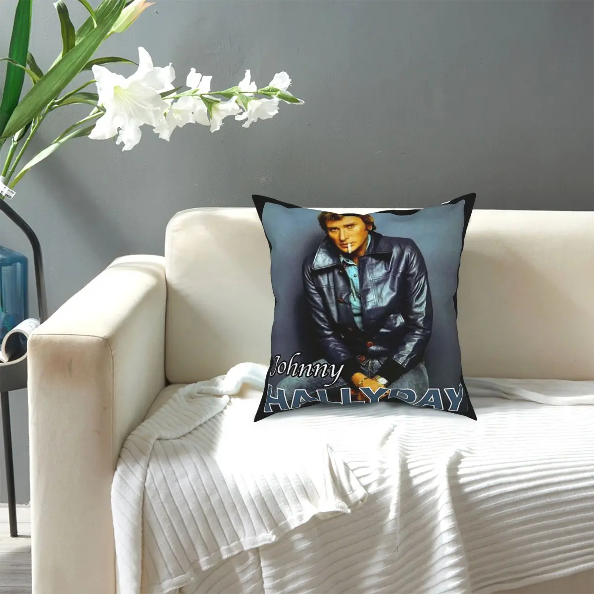 

French Rock Star Johnny Hallyday (9) Square Pillow Case Polyester Cushions for Sofa Custom Pillowcover Home Decor