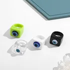 Простое модное красочное кольцо для глаз демона для женщин и мужчин, полимерные геометрические кольца с голубыми глазами