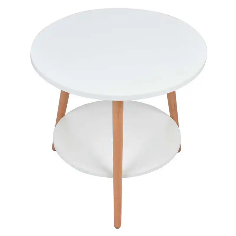 

White 2 Layer Storage Coffee Table Side Table Living Room Balcony Furniture for Home Home Decoration