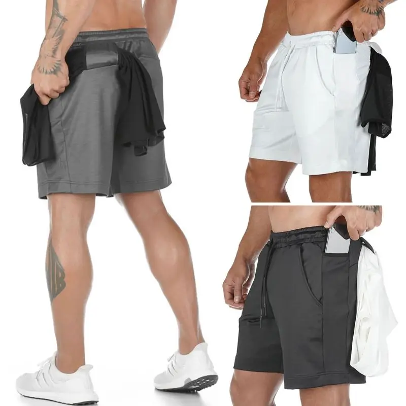 

Men Fitness Sports Running Shorts Quick Dry Basketball Training Shorts Multi Pocket Workout Athletic Drawstring Waist Sweatpants