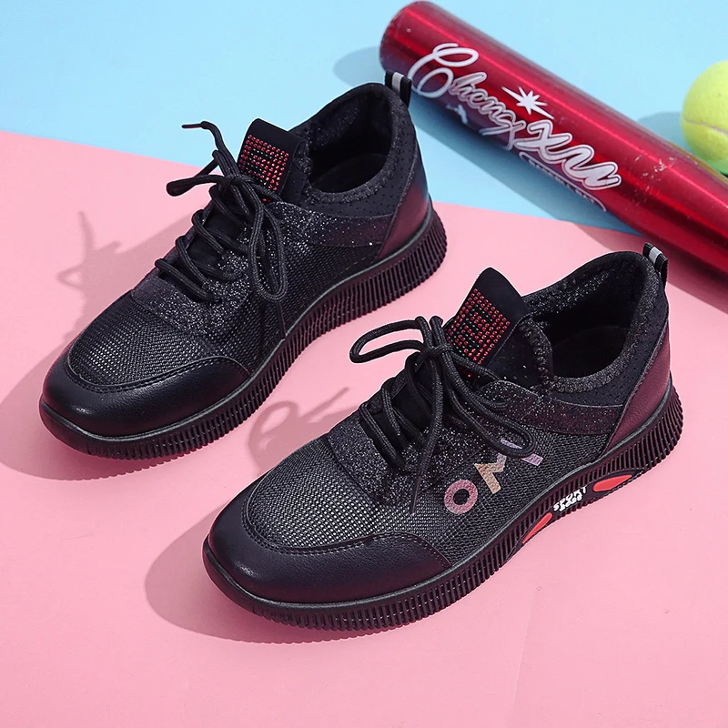 

Summer Ladies Non-slip Flat Shoes Round Toe Shoes Casual Walking Shoes Women Lace-up Jogging Shoes Zapatillas Non-slip Sneakers