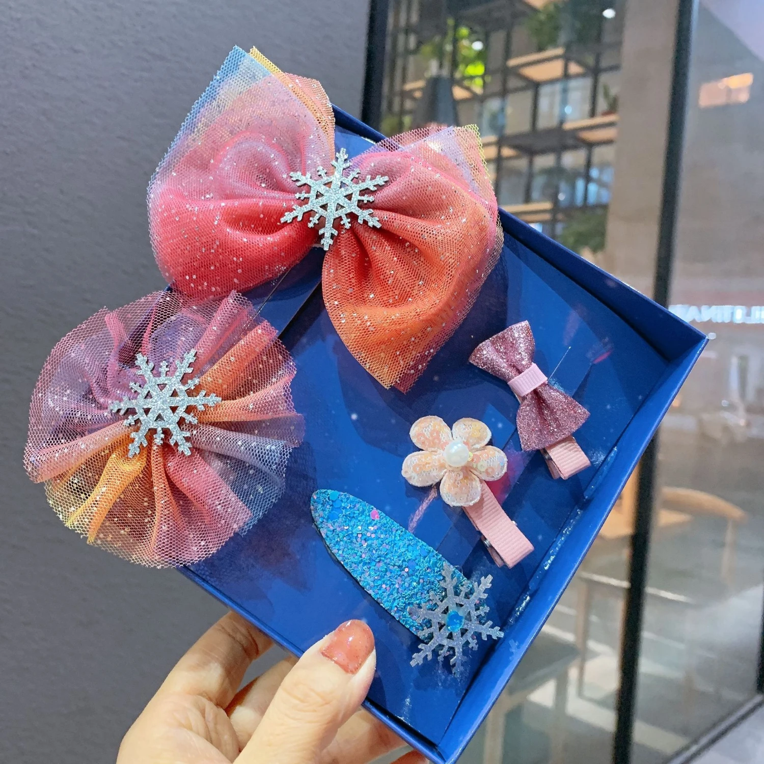 Замороженная Снежинка бант заколка для волос Принцесса Эльза Детский Набор