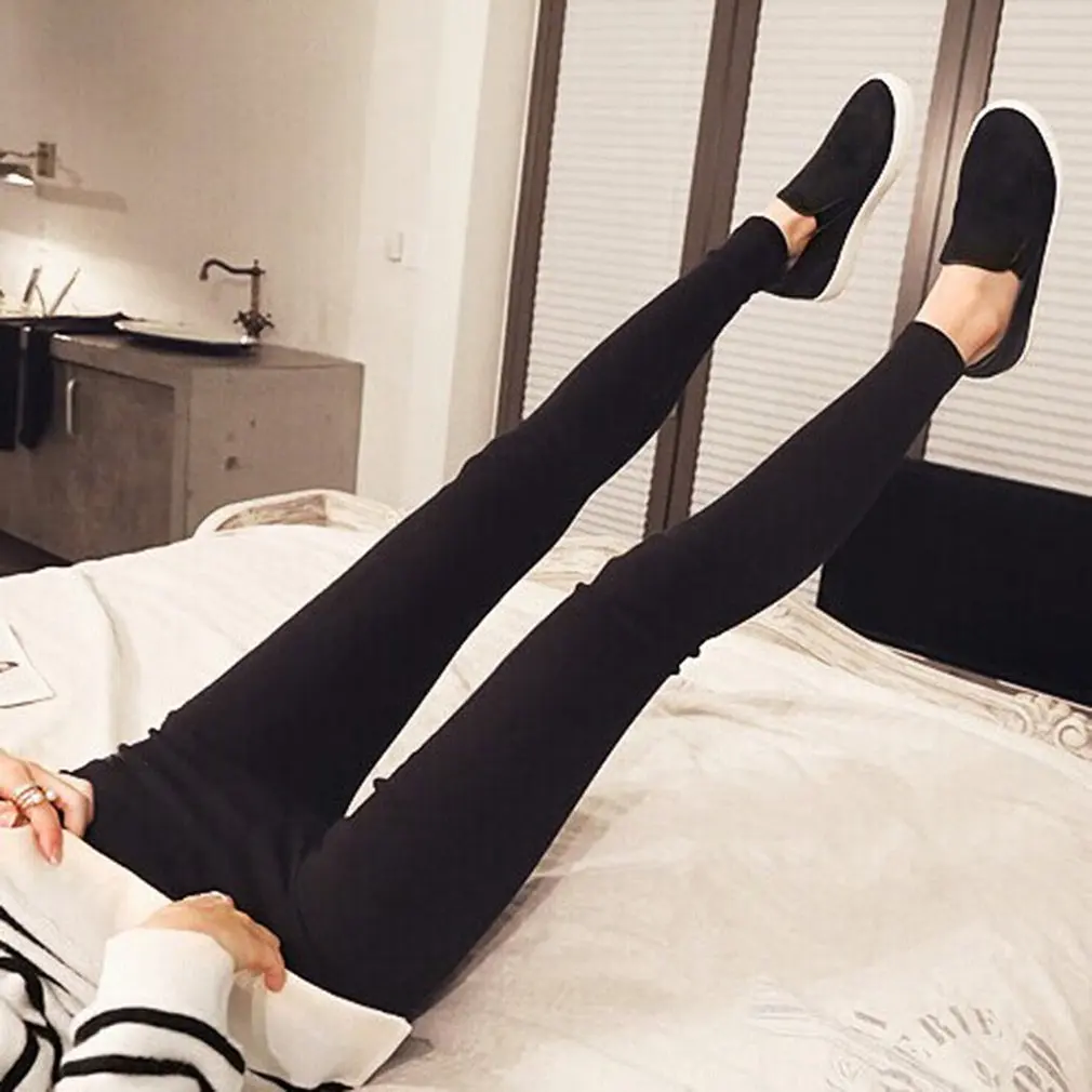 

Women's Fashion Pencil Pants Slim-fit Trousers High-rise Waist Polyester Pants All-match Solid Color Stretch Pants