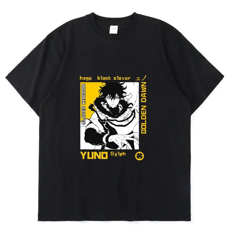 

Футболка мужская с принтом аниме «черный клевер», Классическая хлопковая Повседневная Свободная рубашка с коротким рукавом, в стиле Харадз...