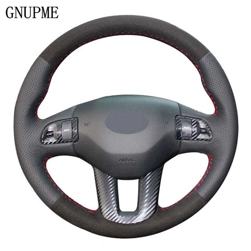 

Чехол рулевого колеса автомобиля черный чехол из натуральной замши для руля Kia Sportage 3 2011-2014 Kia Ceed 2010