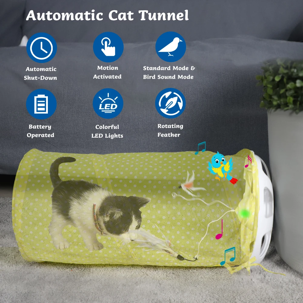 Умный туннель для кошек игрушка Забавный автоматический светодиодный птиц