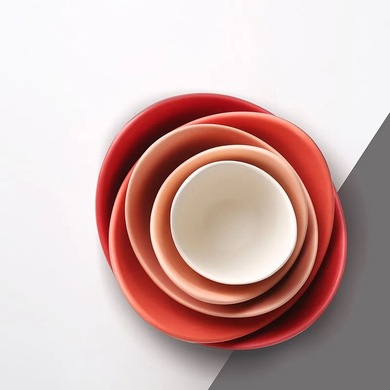 

2021Lotus Ceramic Bowl Dishes and Plates Sets 5pcs,Creative Home decoration Ceramic bowl,Wedding gift, Housewarming gift