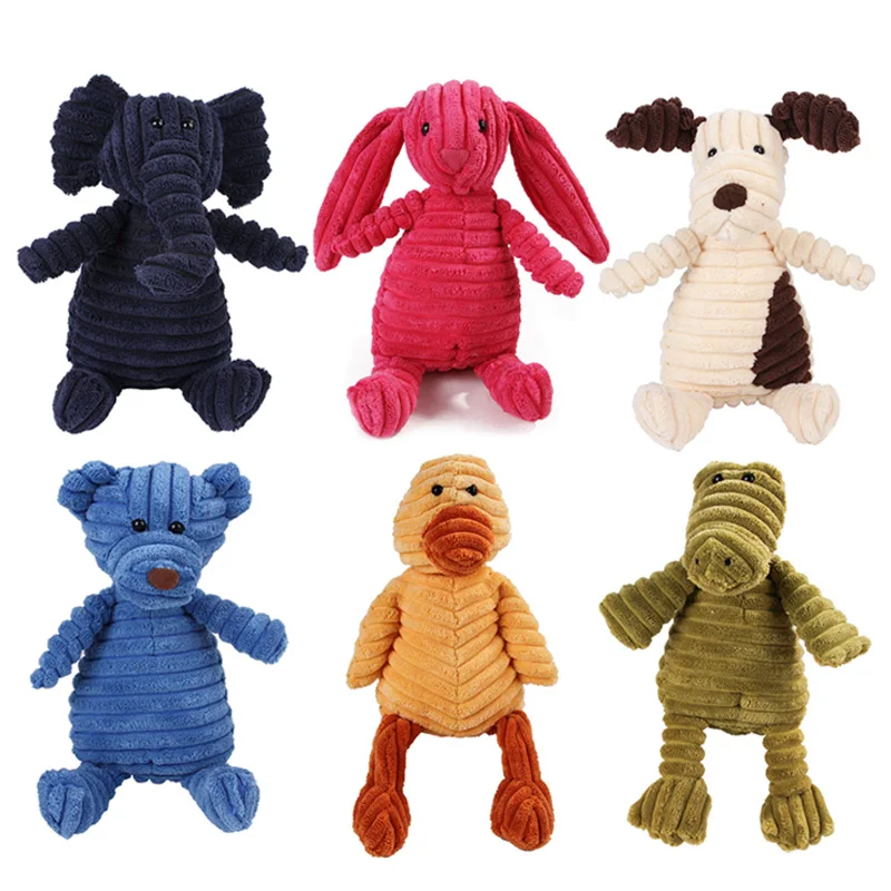 Animal Shaped Plush Small Large Dog Toys Corduroy Puppy Squeaky Chew Bite Resistant Toy Pets Accessories Supplies Dogs Doll