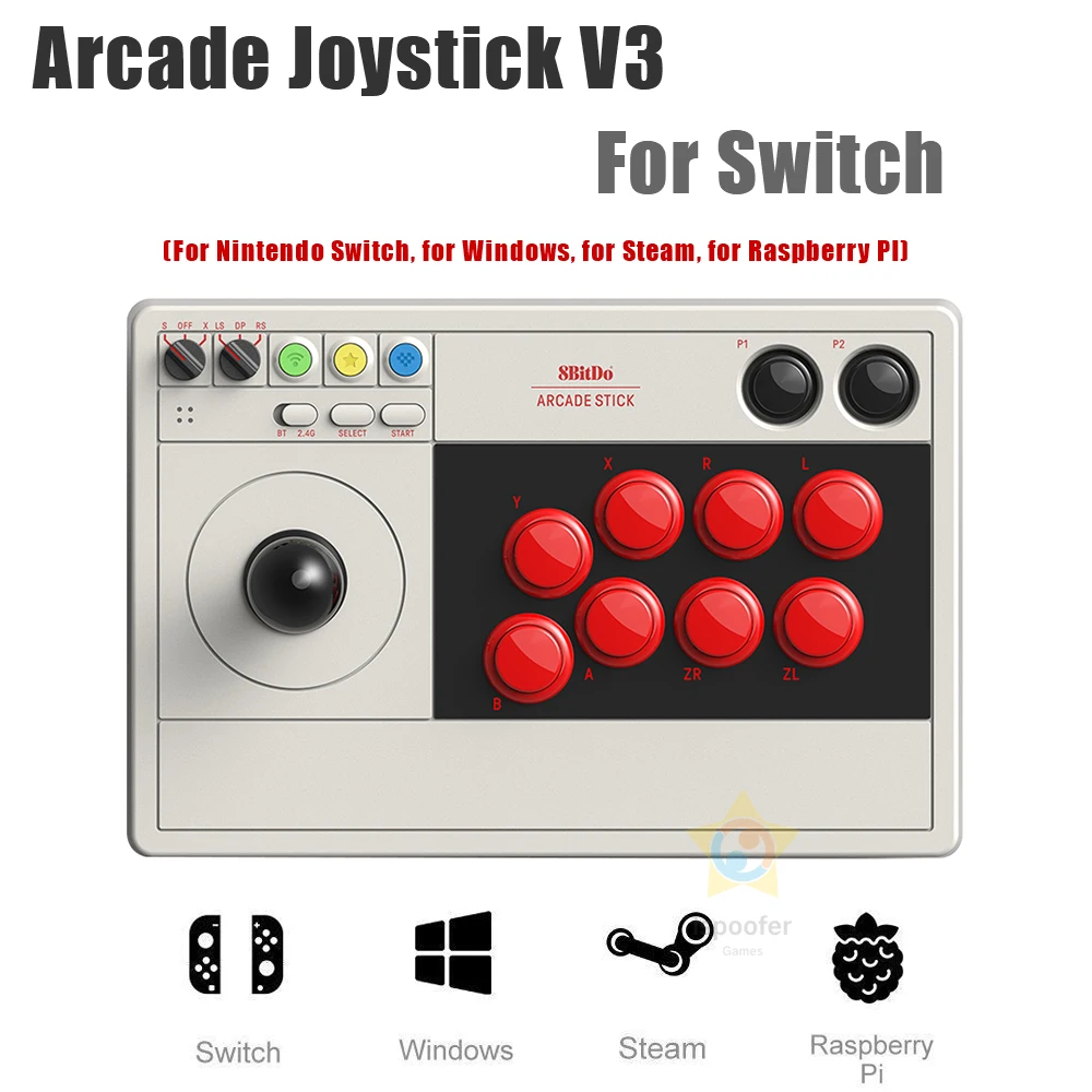 

8BitDo Arcade Stick V3 Wireless Wired Bluetooth Joystick with 2.4G Receiver for Window Switch with Mapping Create Macros Button