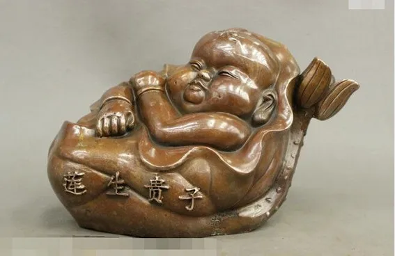 YM 321 12 &quotкитайский символ мира Бронза Медь прекрасный ребенок в статуе лотоса |