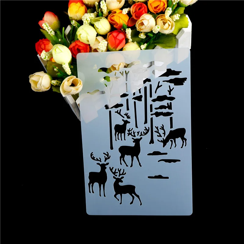 2018 Новый Веселый Рождественский олень дерево декоративные трафарет для выпечки