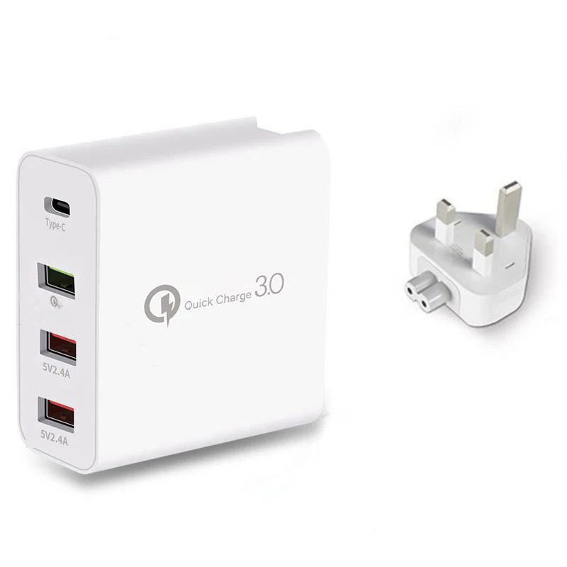 Великобритания 48 Вт 4 порта зарядное устройство Тип C qc3.0 type-c USB зарядное устройство для samsung iPhone huawei QC 3,0 быстрое настенное зарядное устройство США ЕС Великобритания австралийская штепсельная розетка - Тип штекера: Великобритания