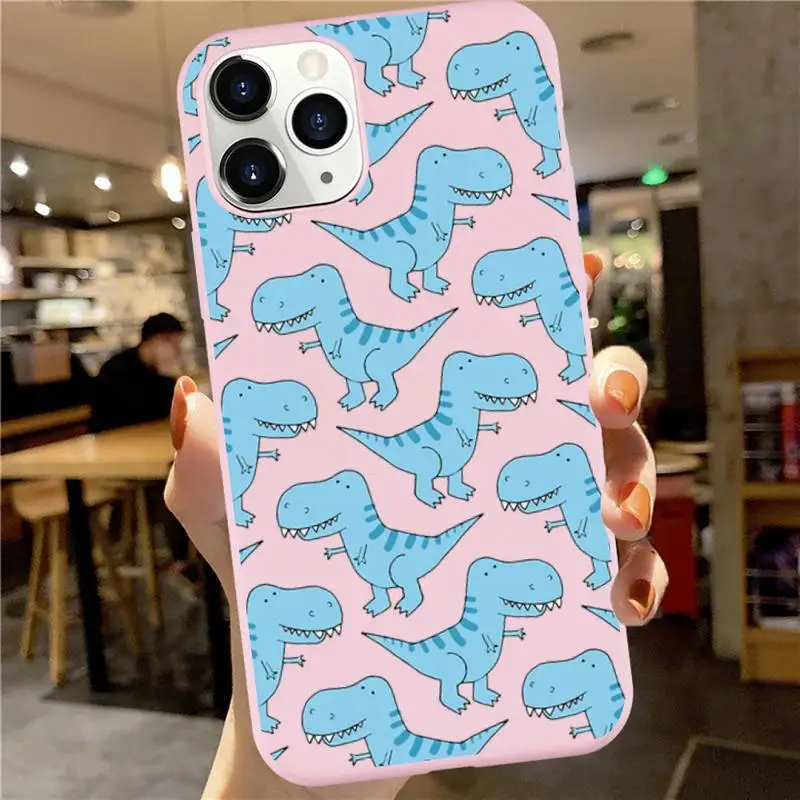 

Cute cartoon Dinosaur Baby Fashion Phone Case Candy Color for iPhone 6 7 8 11 12 s mini pro X XS XR MAX Plus