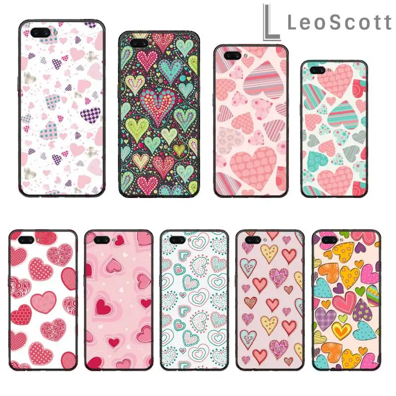 

love heart pattern color Phone Case For OPPO R9 R11 R15 R17 RENO Realme S PLUS Normal 2z 3 5 C2 pro