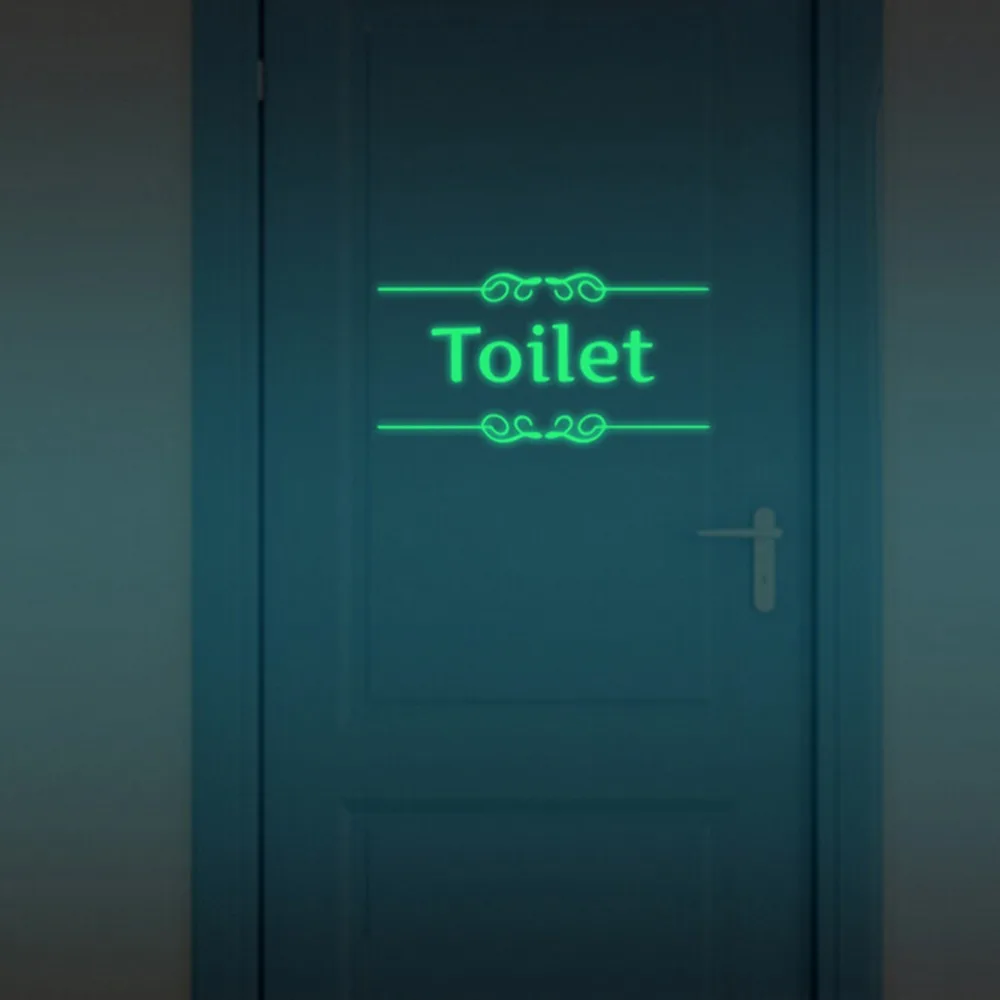 

Luminous Toilet Wall Sticker Bathroom Glow in the dark Door stickers Decor WC Indoor Vinyl Decals Vintage Wall Decoration