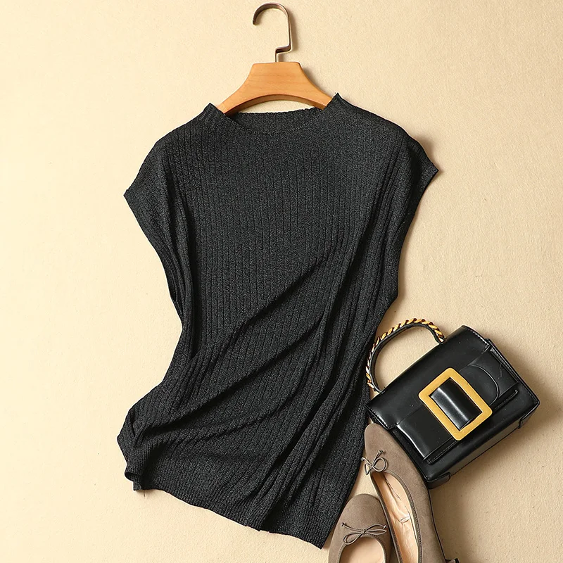 2021 летние новые шелковые трикотажные женские футболки с О-образным вырезом