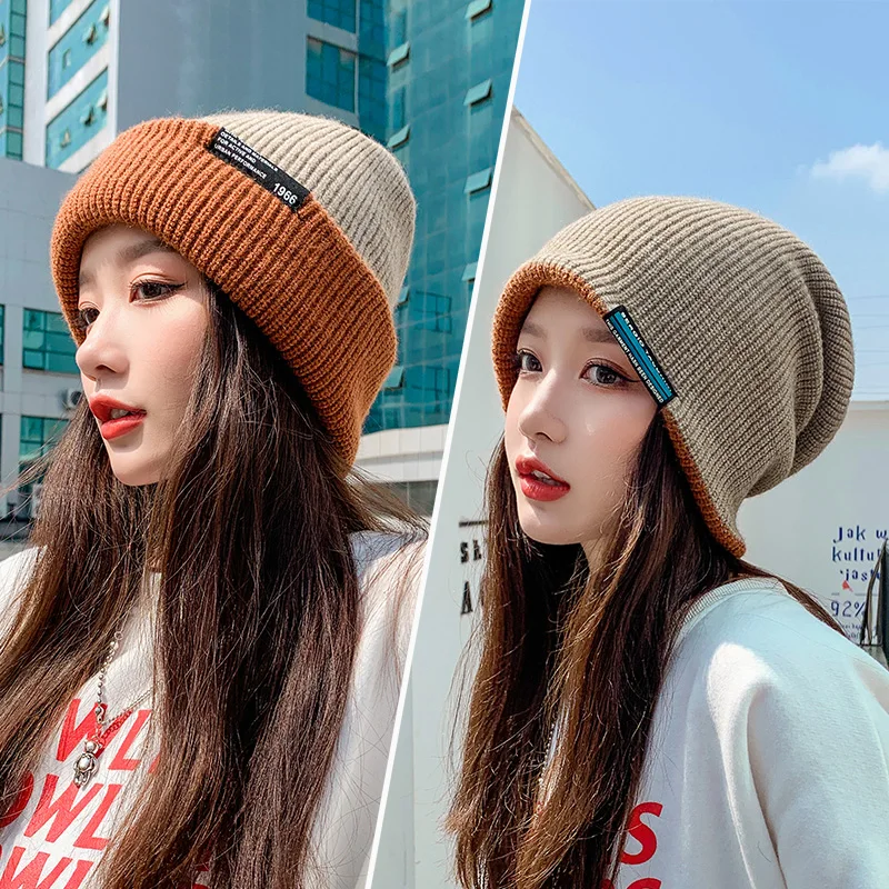 

Solid Color Knitted Winter Hats Women Winter Imitation Angora Rabbit Fur Hat Thicken Beanies for Men Plus Velvet Fleece Cap
