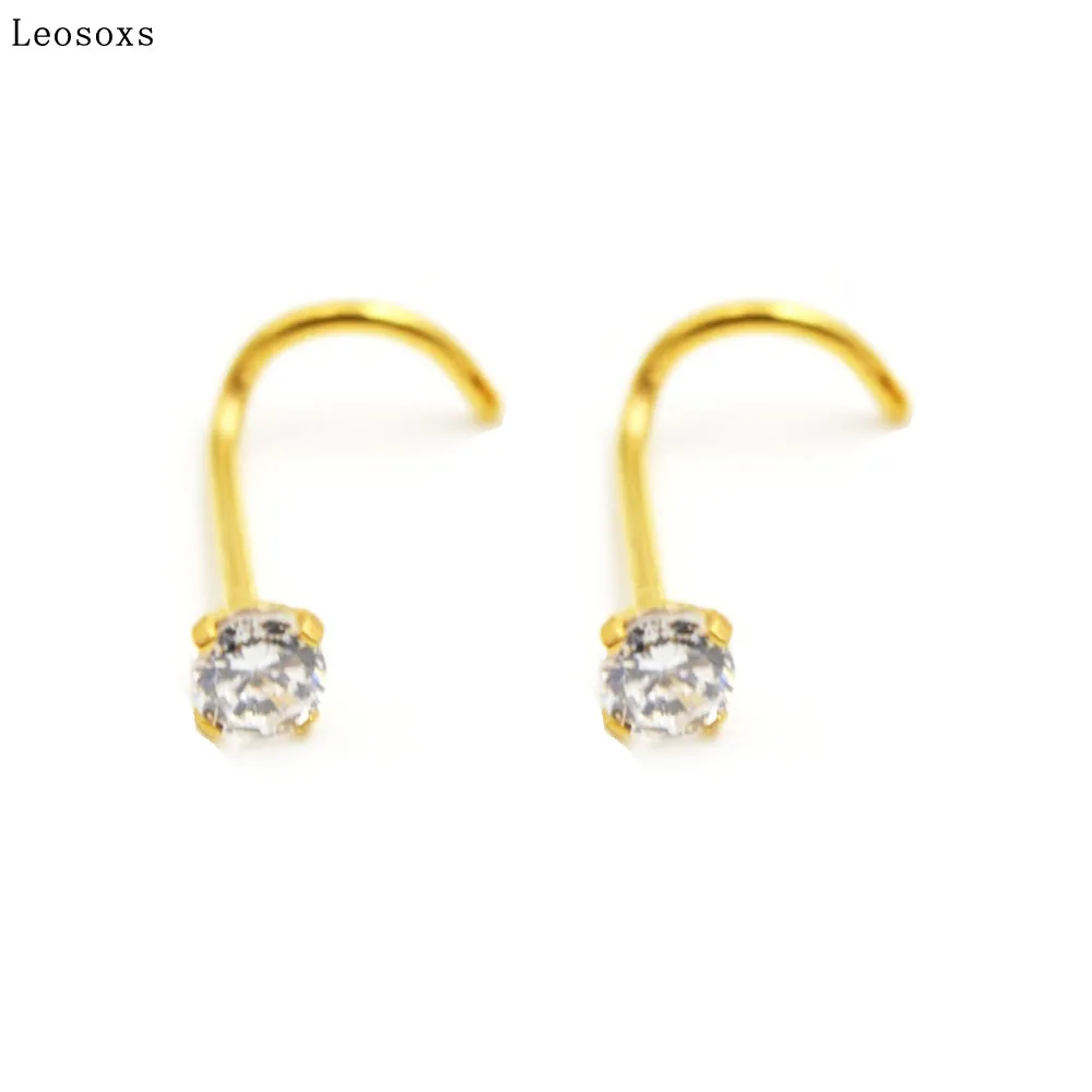 

Leosoxs 2pcs Piercing Jewelry 3mm Round Curved S Nose Nail Anti-allergic