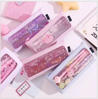 girls heart into oil in sand pen bag female inssimple web celebrity creative sequined transparent large capacity stationery bag