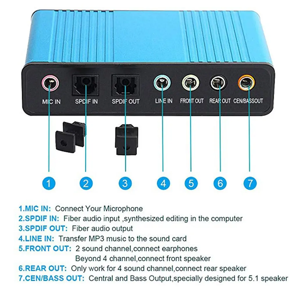 6 ти канальный внешняя звуковая карта 5 1/7 1 Surround Sound USB 2 0 аудио Интерфейс адаптер