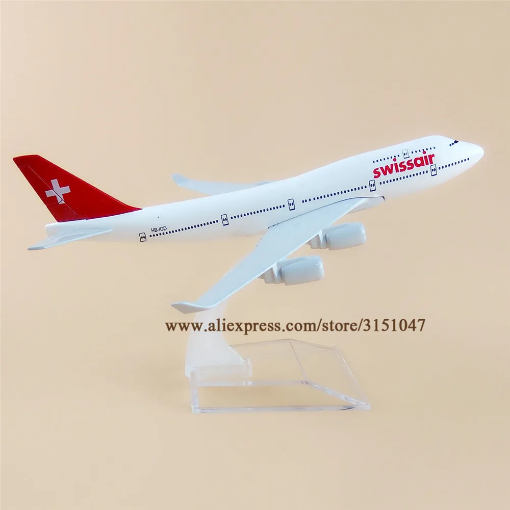 Модель самолета из металлического сплава в форме авиакомпании Swiss Air 16 см модель