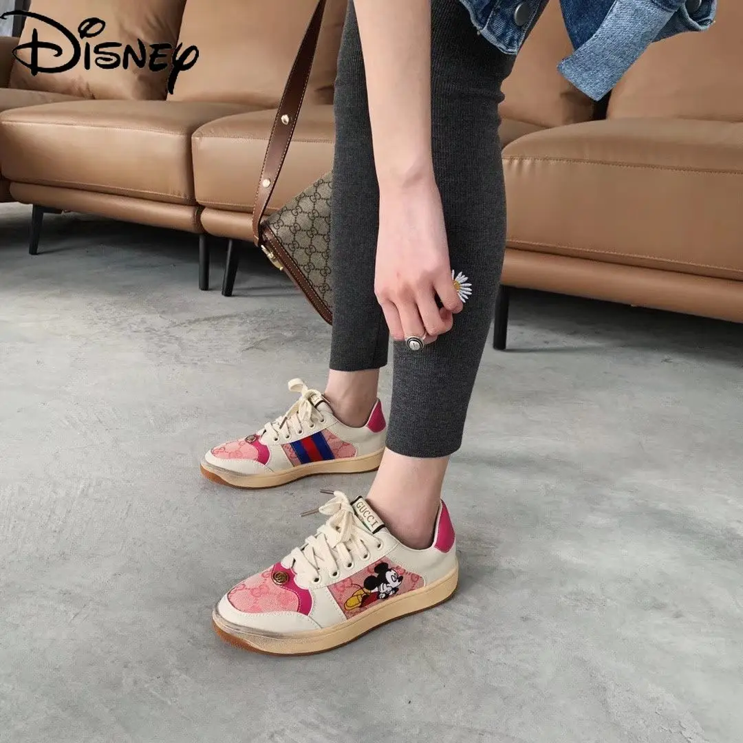 

Disney fashion ladies cute cartoon Mickey print casual sneakers simple and comfortable non-slip breathable flat shoes