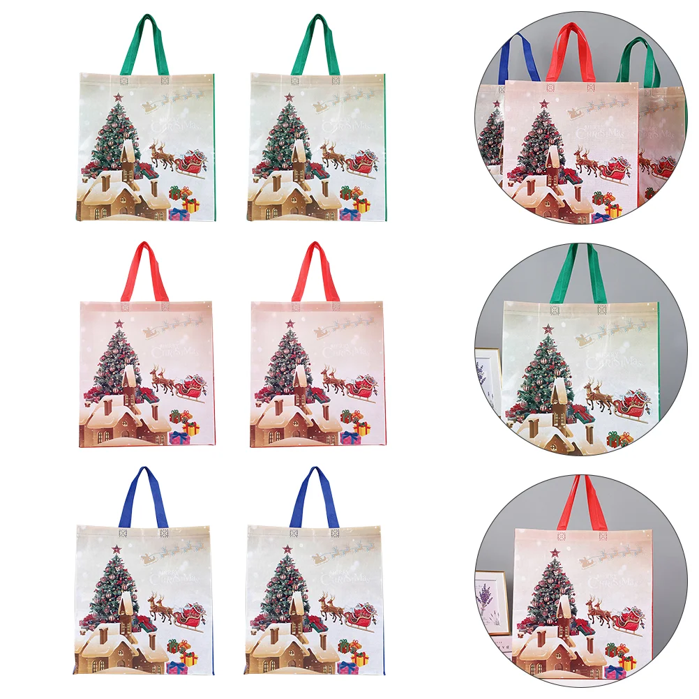 

12 шт. рождественские нетканые сумки, большие сумки-тоут с ручками