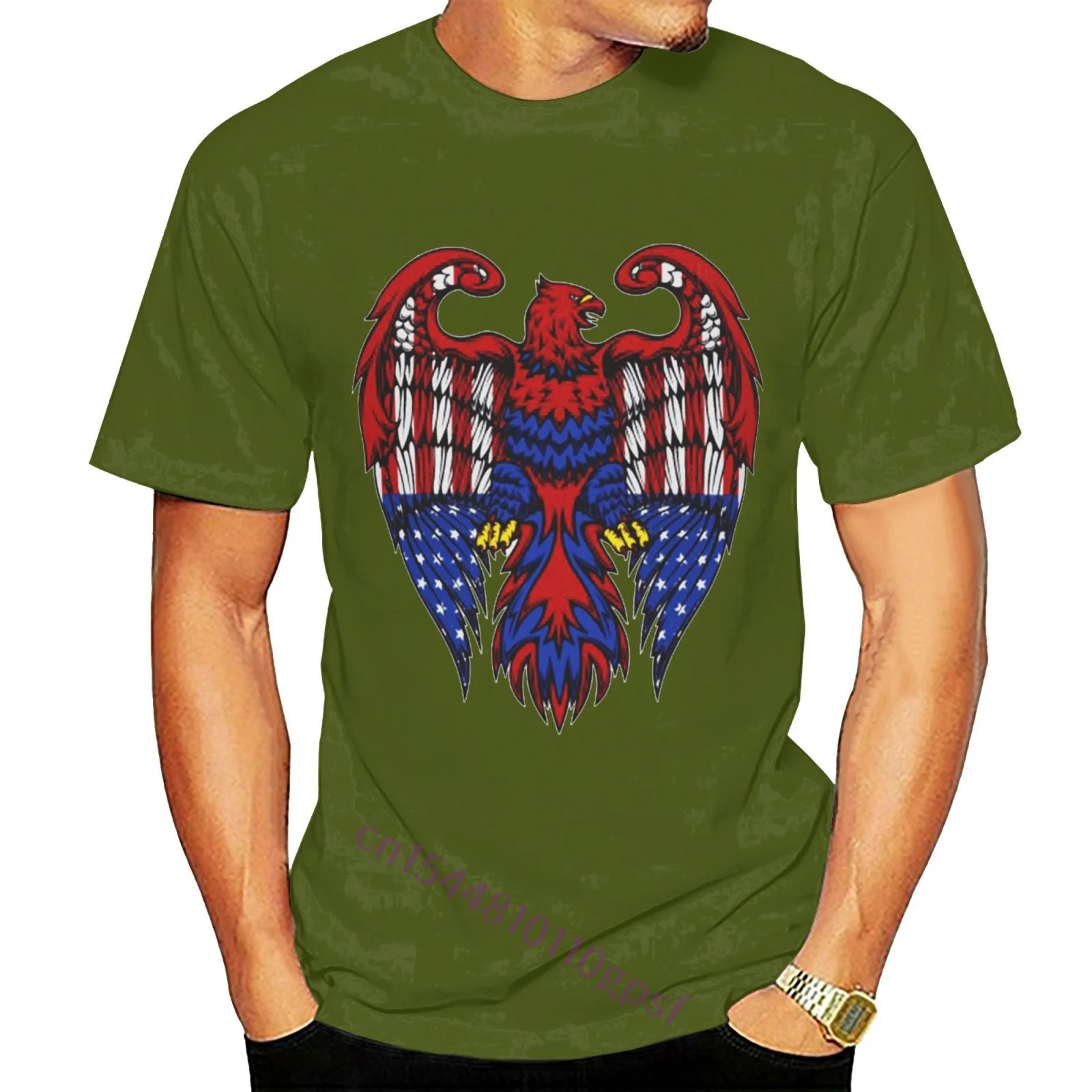 

Зеленая Мужская футболка американский флаг с орлом Moss, футболки с коротким рукавом и круглым вырезом, топ, футболка
