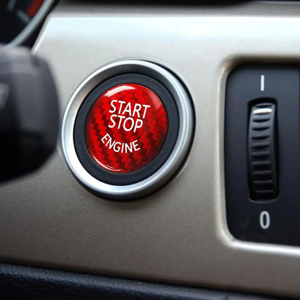 Наклейка на кнопку включения и остановки двигателя из углеродного волокна для BMW