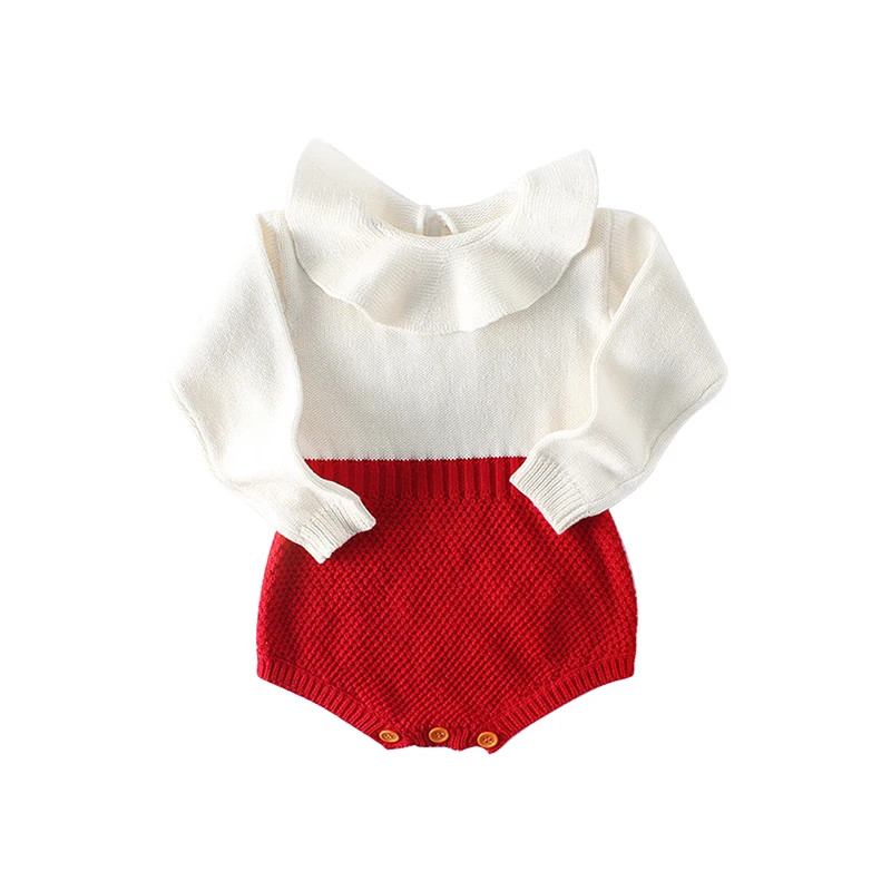 

Baby Clothes New Born Long Sleeve Rompers Wool Knitting Ruffle Pullover Spring&Autumn Babies Clothing Suittable for Girls