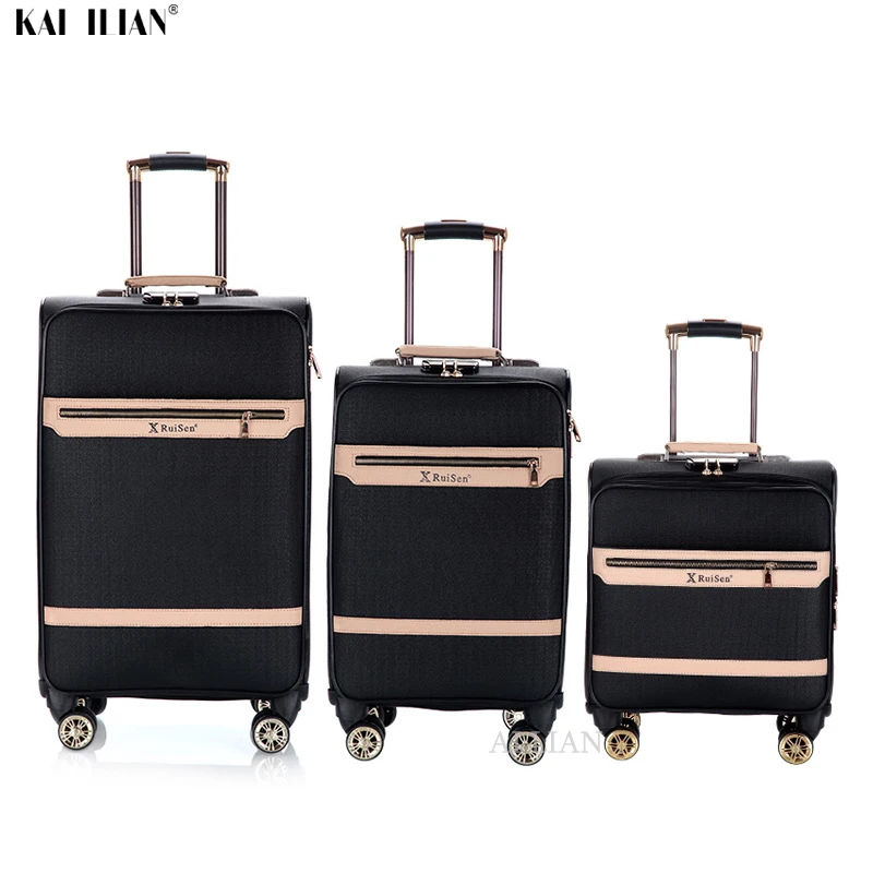 

New 16‘’20‘’24 inch suitcase on wheels travel trolley luggage cabin suitcase carry on bag 3pcs PU leather rolling luggage set