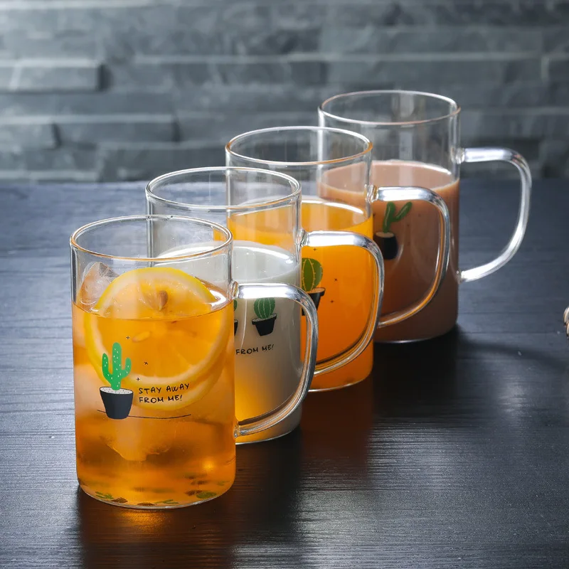 4 шт. Толстая стеклянная чайная чашка простая Однослойная Бытовая для сока
