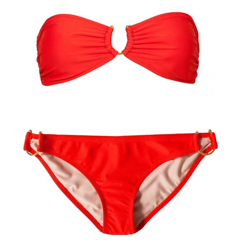 

High-End Gold U-Shaped Decorative Ring European Size Bikini Split Swimsuit
