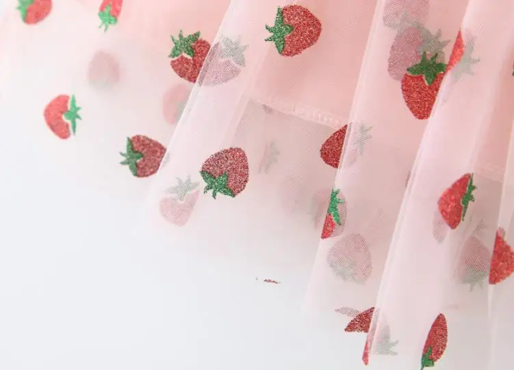

Baby girl summer cute sequined strawberry ball gown dress kids casual spaghetti strap princess dress