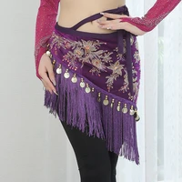 2021 oriental embroidery pattern belly dance hip scarf for women exotic dancing dresses decoration bellydance scarf