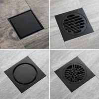 black brass 10 x 10 cm shower floor drain washroom bathroom invisible drain cover square waste floor drain hideep