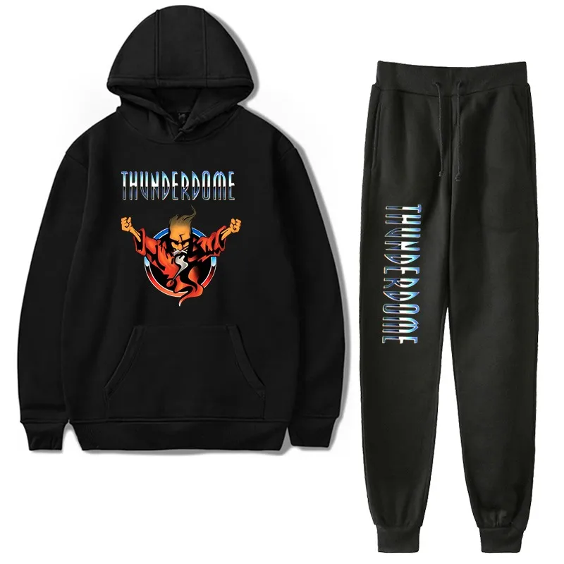 

Newest Thunderdome Hardcore Hoodie With Pants Suit Men Brand Clothing Unisex Harajuku Sweatshirt Cool Tops Boyfriend Gifts