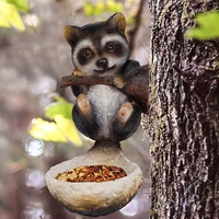 synthetic resin bird supplies creative cute raccoon bird feeding tree decoration outdooor hanging garden supplies