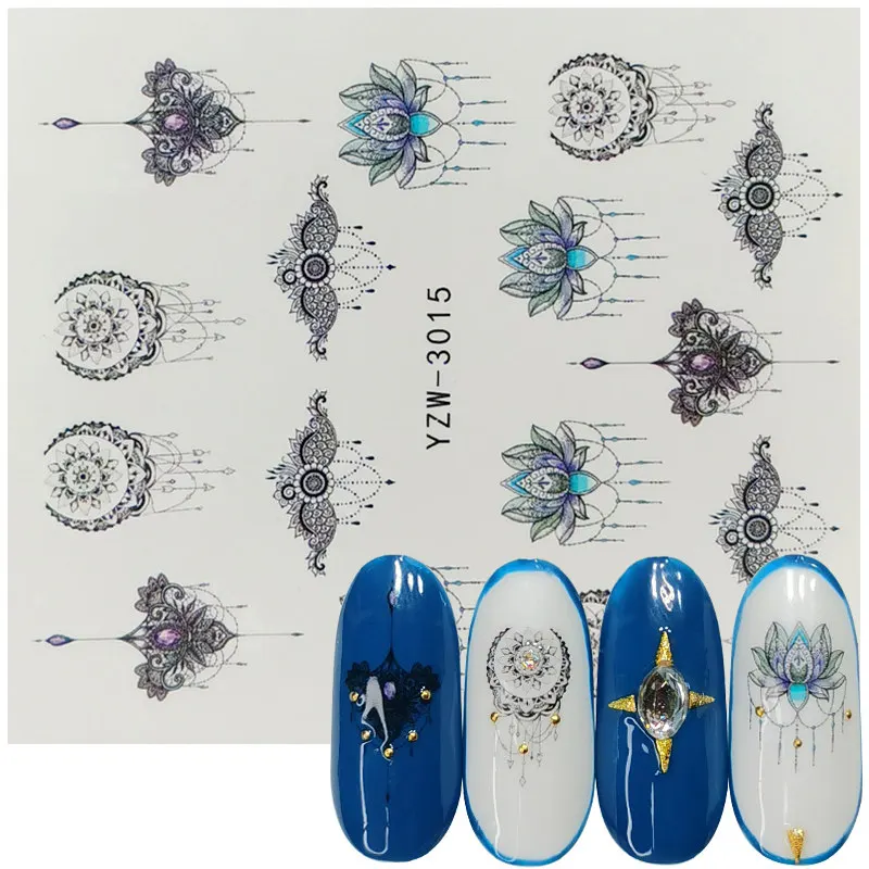 1pcs Nail Art Water Decals Butterfly Flower Blue Designs for Women Full Cover Sticker Decor Watermark Slider Summer Tips | Красота и