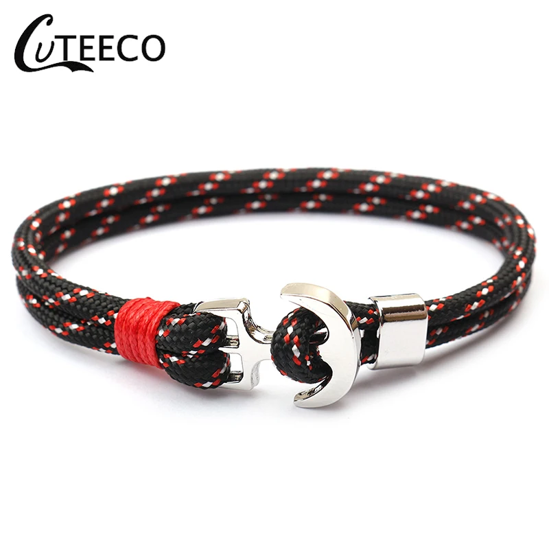 CUTEECO Мода в морском стиле многослойный браслет из сплава с якорем Веревка Цепь