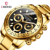 fashion luxury top brand chenxi mens gold watch black stylish 30 meter waterproof luminous hands casual male golden wristwatch